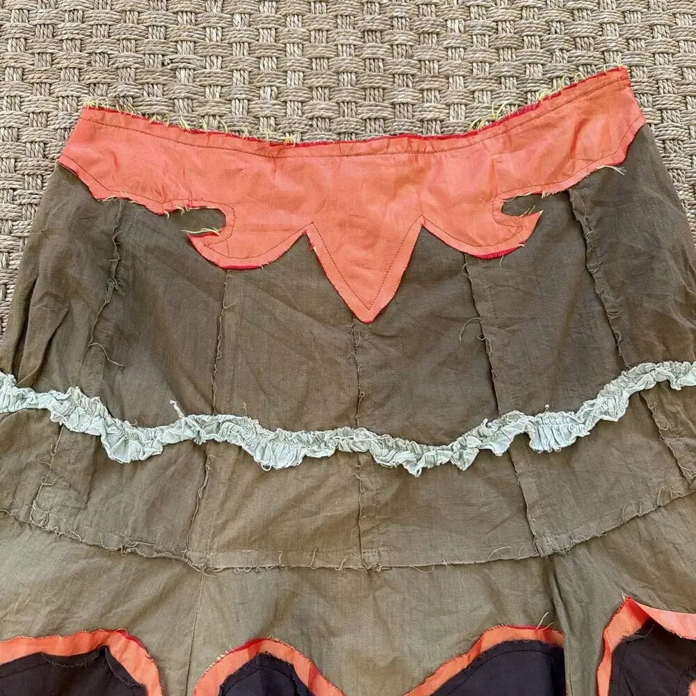 Vintage Candie’s Y2K Tiered Patchwork Boho Frayed Midi Skirt Women’s Size Small
